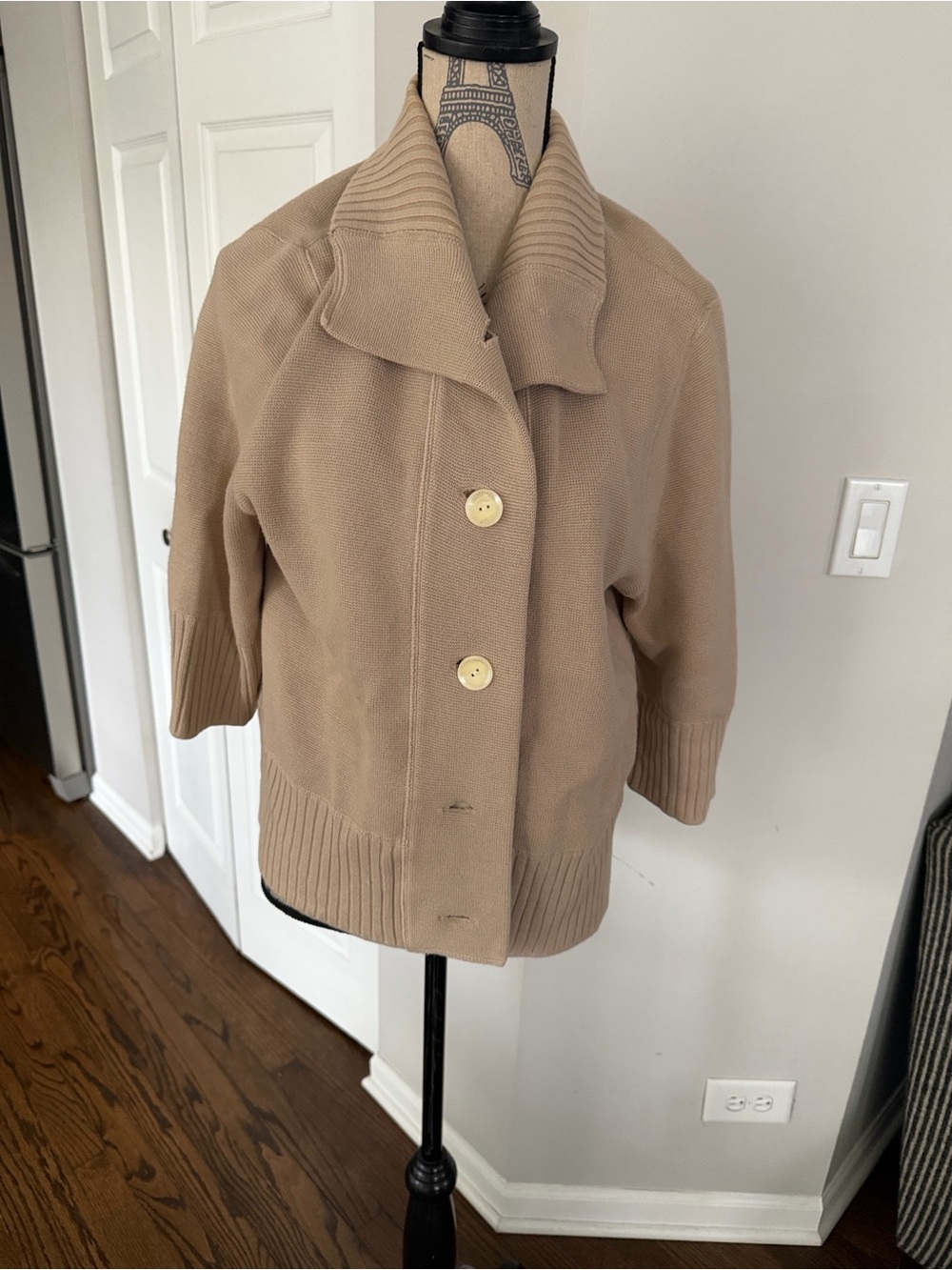 J. Jill Taupe Knit Button-Front Jacket
